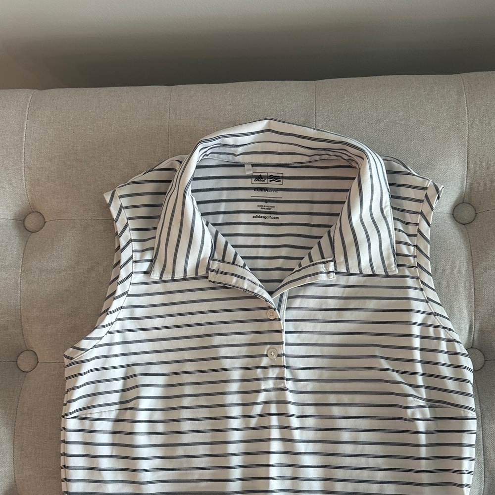 Adidas Sleeveless Striped Polo Golf Tank - Picture 3 of 10